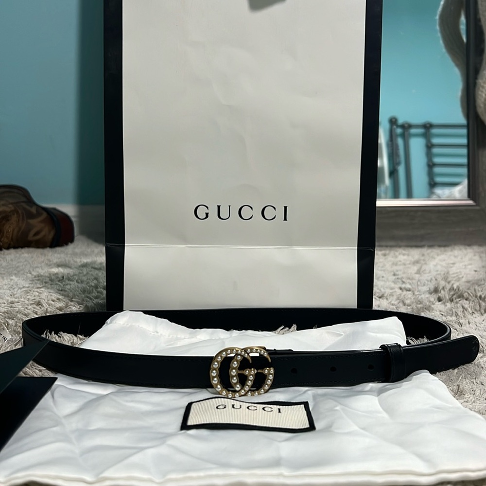 Women’s pearl gucci belt